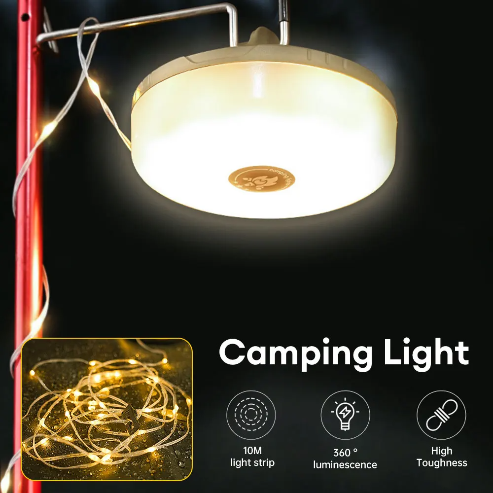 10M Camping String Lights with Lanterns