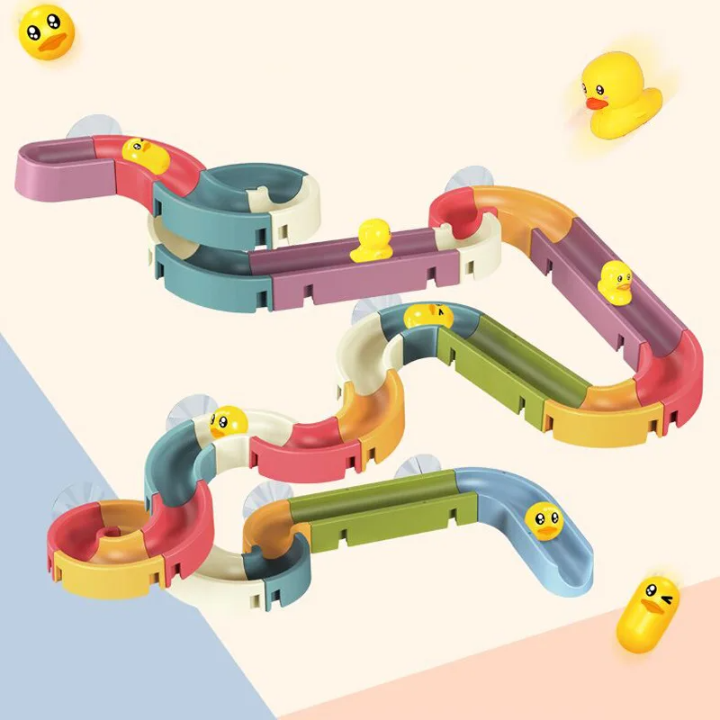 Rainbow Duck Slide and Pipeline Bath Toy Set