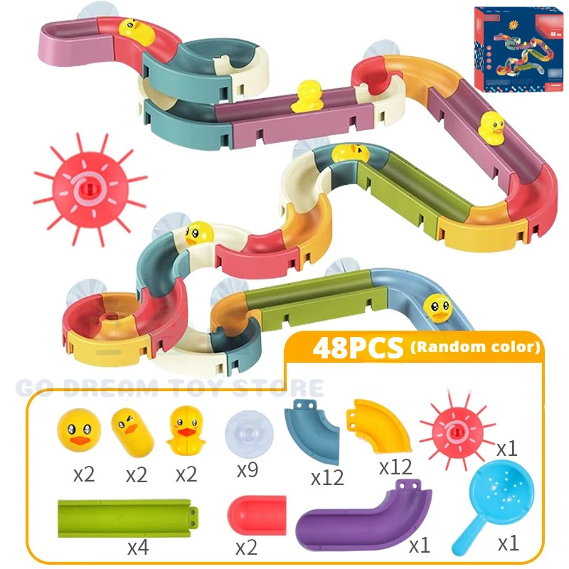 Rainbow Duck Slide and Pipeline Bath Toy Set