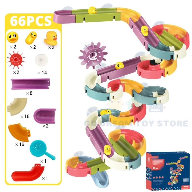 Rainbow Duck Slide and Pipeline Bath Toy Set