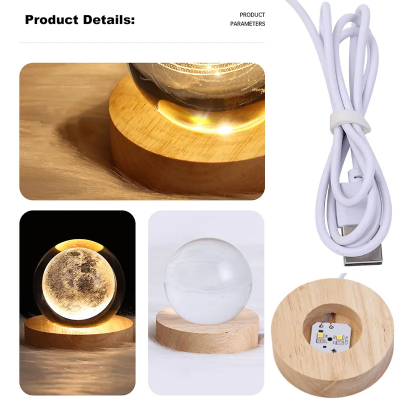 Galaxy Crystal Ball LED Night Light: A 3D Moon or Planet Lamp for Home Decor and Gifts