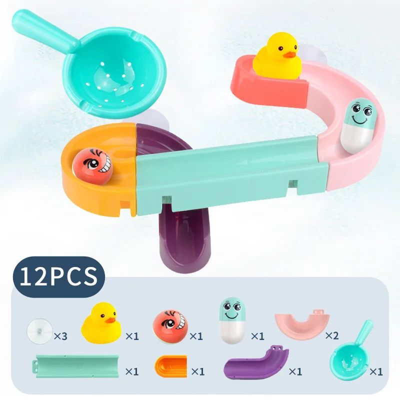 Rainbow Duck Slide and Pipeline Bath Toy Set