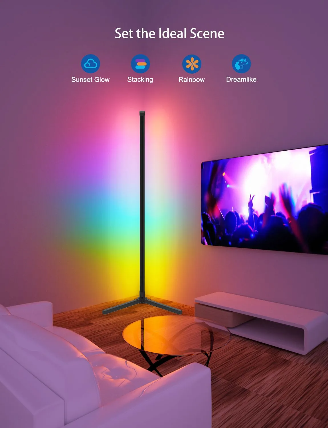 Music Sync RGB Floor Lamp with 16M Colors and App Control